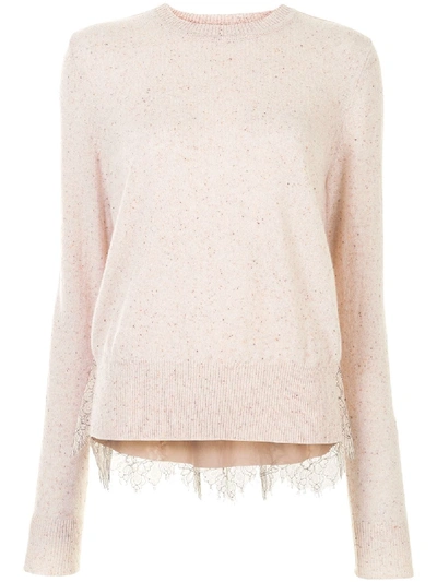 Onefifteen Lace Panel Cashmere Top In Pink