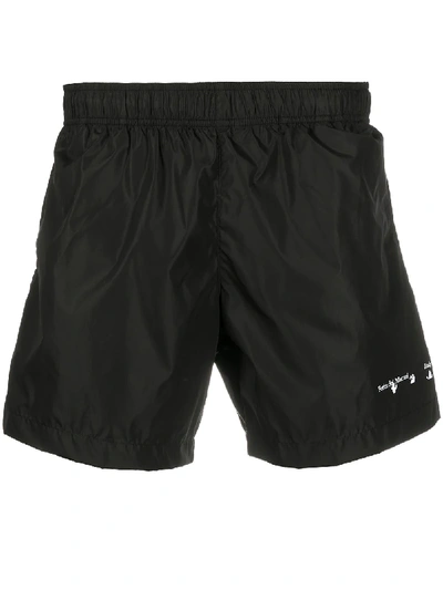 Off-white Logo-print Swim Shorts In Black