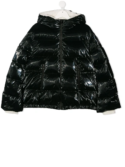 Moncler Teen High-shine Quilted Jacket In Green