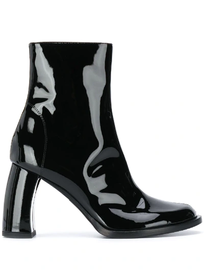 Ann Demeulemeester Ankle Length Patent Boots In Black