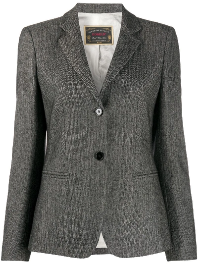 Dondup Herringbone-pattern Blazer In Black