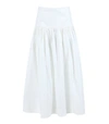 CO White Ruched Midi Skirt