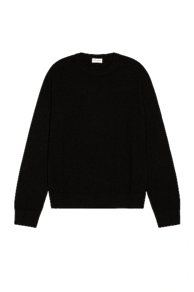 Saint Laurent Black Cashmere Sweater With Logo Patch