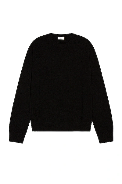 Saint Laurent Black Cashmere Jumper With Logo Patch