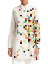 AKRIS PUNTO PIXEL PRINTED LONG TUNIC BLOUSE,0400012432898