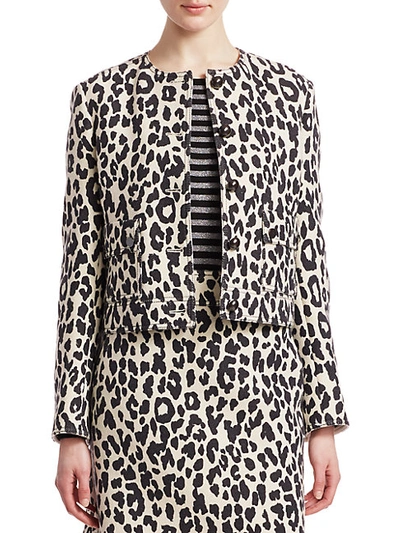 Akris Punto Women's Boxy Leopard Print Jacket In Off White Black