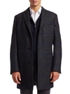 SAKS FIFTH AVENUE COLLECTION PLAID WOOL TOP COAT,0400012947666