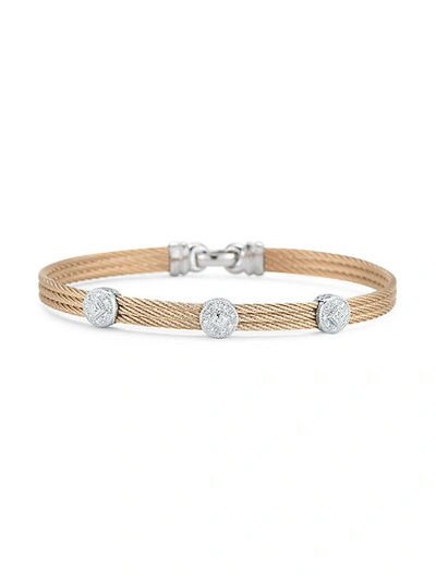 Alor Classique 18k White Gold, Rose Goldtone Stainless Steel & Diamond Bangle Bracelet