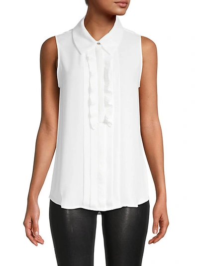 Tommy Hilfiger Ruffle-front Sleeveless Top In Ivory