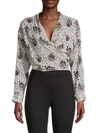 ALLISON NEW YORK PETITE FLORAL WRAP TOP,0400012814701