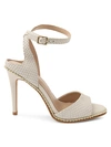 Bcbgeneration Jaxina Studded Ankle-strap Peep-toe Leather Sandals In Pearl Birch