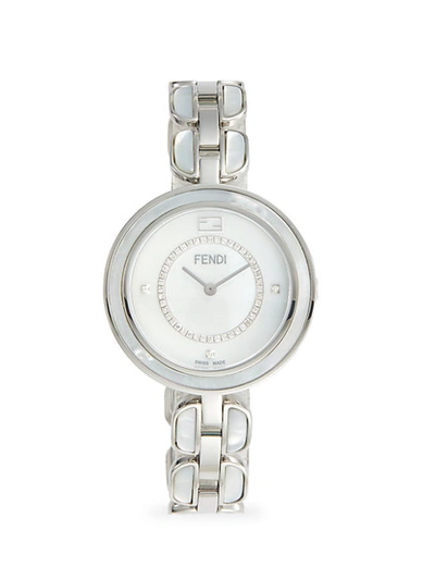 Fendi Silvertone Stainless Steel, Mother-of-pearl & Diamond Bracelet Watch In White