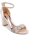 Badgley Mischka Finesse Embellished Ankle Strap Sandal In Ivory