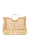 POOLSIDE LACE EMBROIDERED WOVEN RAFFIA TOTE,806579