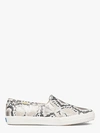 KATE SPADE NEW YORK DOUBLE DECKER SNAKE-EMBOSSED SNEAKERS,6.5