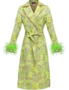ANDREEVA MINT JACQUELINE COAT WITH DETACHABLE FEATHERS CUFFS