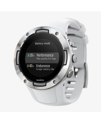 Suunto 5 Men's White Silicon Strap Compact Gps Sports Watch, 46mm