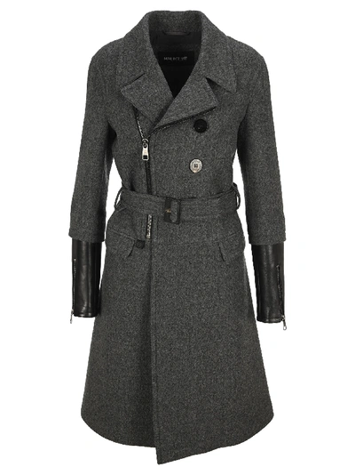 Neil Barrett Contrast-cuff Virgin Wool Coat In Grey