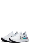Nike Men's React Infinity Run Flyknit Running Sneakers From Finish Line In White/ Black/ Green/ Aqua