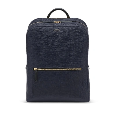 Smythson Zip Around Backpack In Panama In Navy