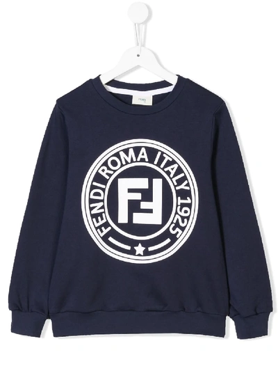 Fendi Kids' Logo Sweatshirt In Blue
