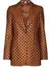Gucci Gg Jacquard Single-breasted Blazer In Brown