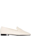 KHAITE CREAM CARLISLE LEATHER LOAFERS