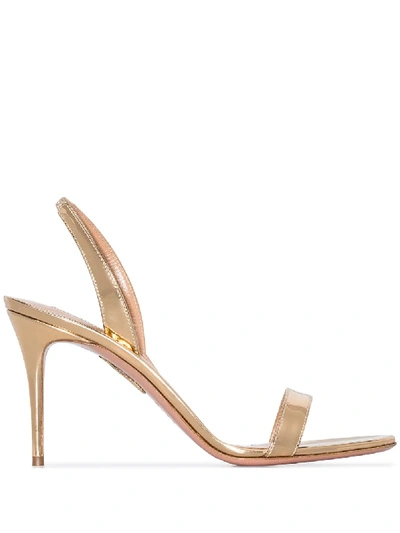 Aquazzura So Nude Metallic Slingback Sandals In Gold