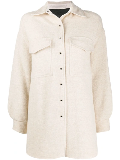 8pm Button Shirt Coat In White