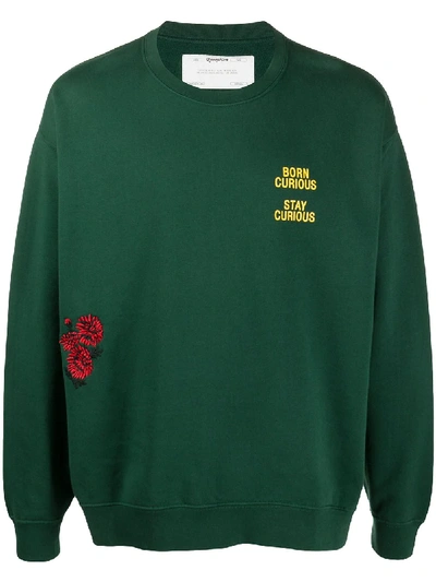 Reception Curious Crew Neck Jumper In Green