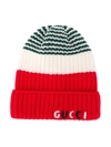 GUCCI LOGO-EMBROIDERED BEANIE