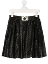 KARL LAGERFELD TEEN LOGO BUCKLE SHIFT SKIRT