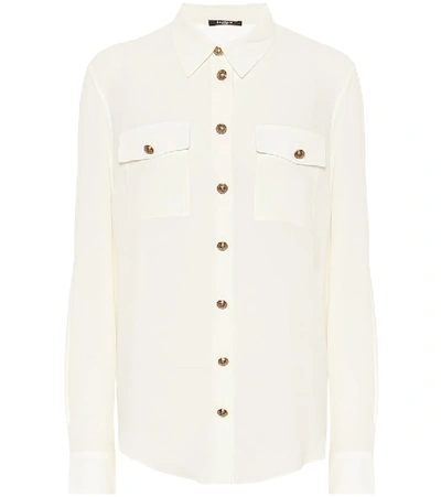 Balmain Silk Shirt With Padded Shoulders In White