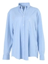 BALENCIAGA LIGHT BLUE AND WHITE STRIPE BUTTON-DOWN,622224 TIV16