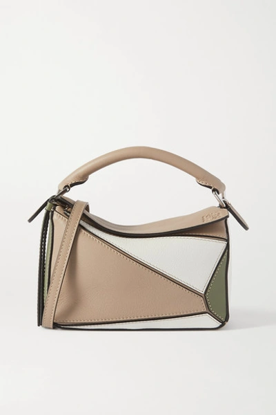 Loewe Puzzle Mini Textured-leather Shoulder Bag In Sand