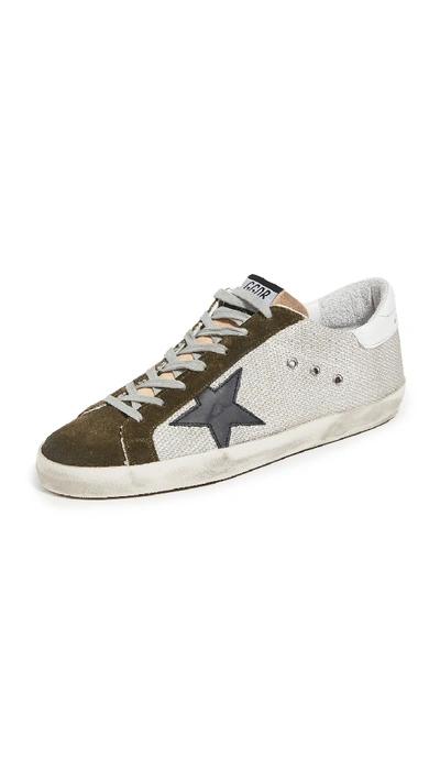 Golden Goose Suede Lace Up Trainers With Star Detail In White