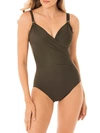 Miraclesuit Razzle Dazzle Siren Twist-front Underwire Allover Slimming One-piece Swimsuit Women's Swimsuit In Olive