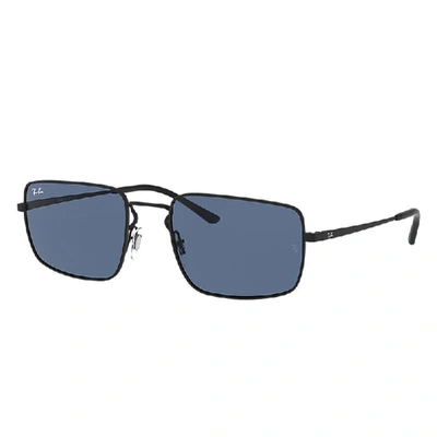 Ray Ban Dark Blue Rectangular Unisex Sunglasses Rb3669 901480 55 In Black