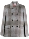 THOM BROWNE DB HIGH BREAK CAPE IN LARGE BUFFALO CHECK HAIRY MOHAIR
