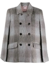 Thom Browne Db High Break Cape In Large Buffalo Check Hairy Mohair In Grey