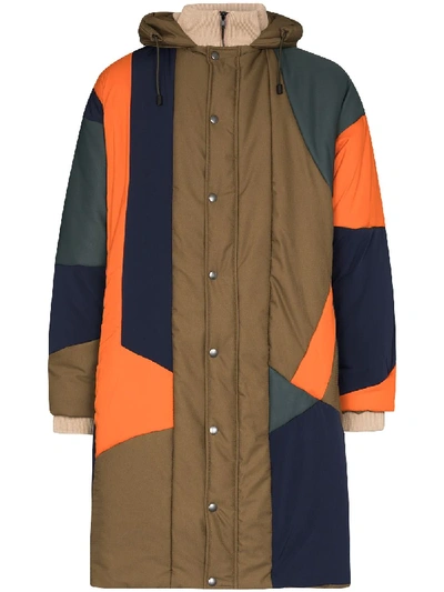 Ahluwalia Patchwork Hooded Upcycled Overcoat In Multicolour