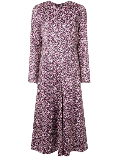 Goen J Floral-print Flared Panel Midi Dress In Pink