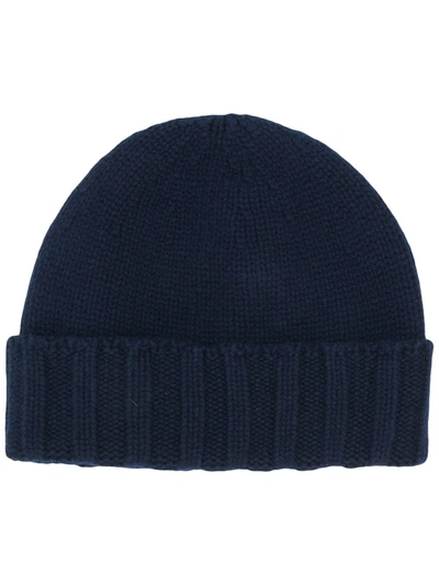 Drumohr Beanie With Ribbed Trim In Blue