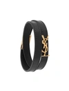 SAINT LAURENT MONOGRAM DOUBLE-WRAP LEATHER BRACELET