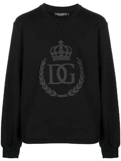 Dolce & Gabbana Dg Logo Crew-neck Sweatshirt In Black