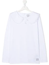 Douuod Peter-pan Collar Cotton Top In White
