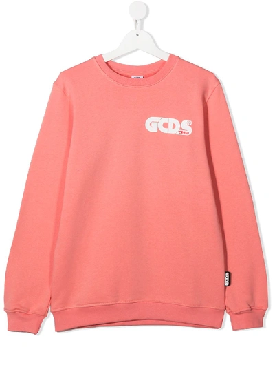 Gcds Teen Crew Logo Print Sweatshirt In Pink