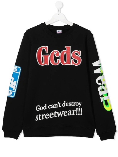 Gcds Teen Sweatshirt Mit Logo-print In Black