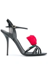 Dolce & Gabbana Rose-emebllished Leather High-heel Sandals In Black