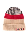 GUCCI LOGO-EMBROIDERED BEANIE
